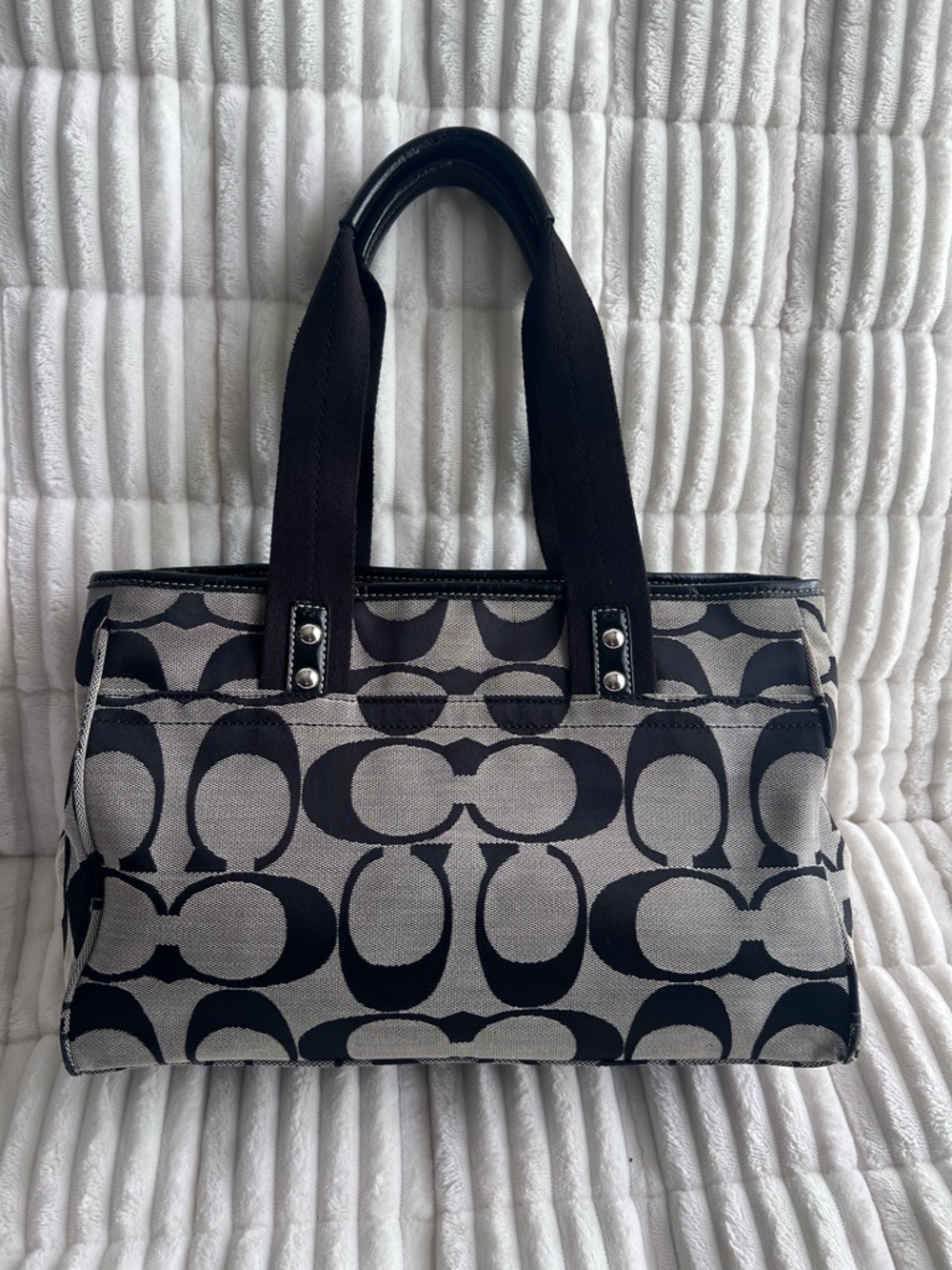 Coach Black and Gray Signature Canvas Tote Bag - Picture 2 of 16